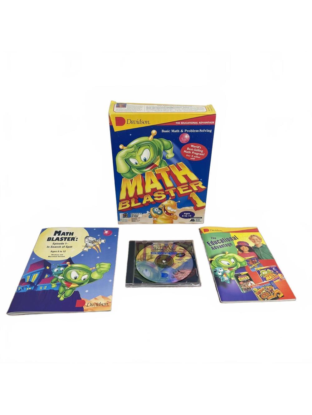 Math Blaster 1 In Search of Spot Big Box CIB CD-ROM PC Mac Davidson 1994